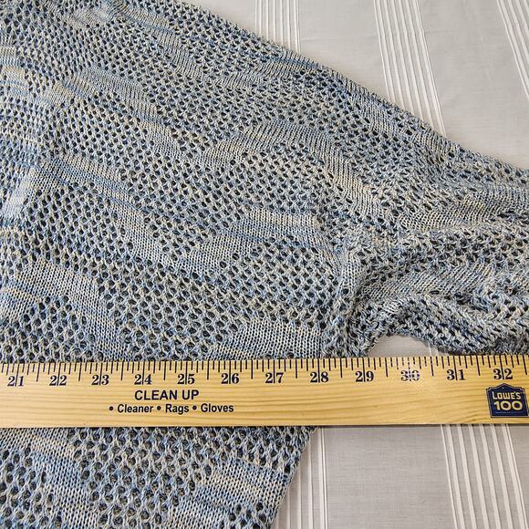 Catherines Open Knit Sweater 3/4 Sleeve Blue Gray Women's 4X Made in U.S.A. - Picture 9 of 12